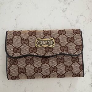 Gucci Beige and Brown Monogram Wallet